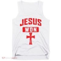 Jesus Won Cross Jesus Christian Faith Religious Tank Top thumb 0