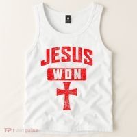 Jesus Won Cross Jesus Christian Faith Religious Tank Top thumb 2