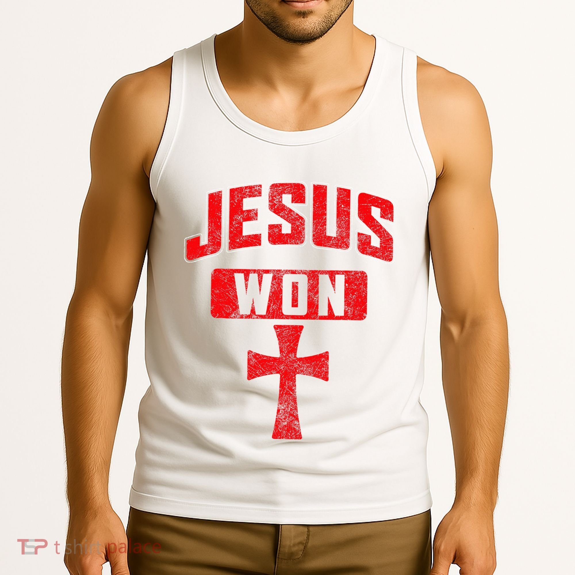 Jesus Won Cross Jesus Christian Faith Religious Tank Top