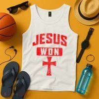 Jesus Won Cross Jesus Christian Faith Religious Tank Top thumb 4