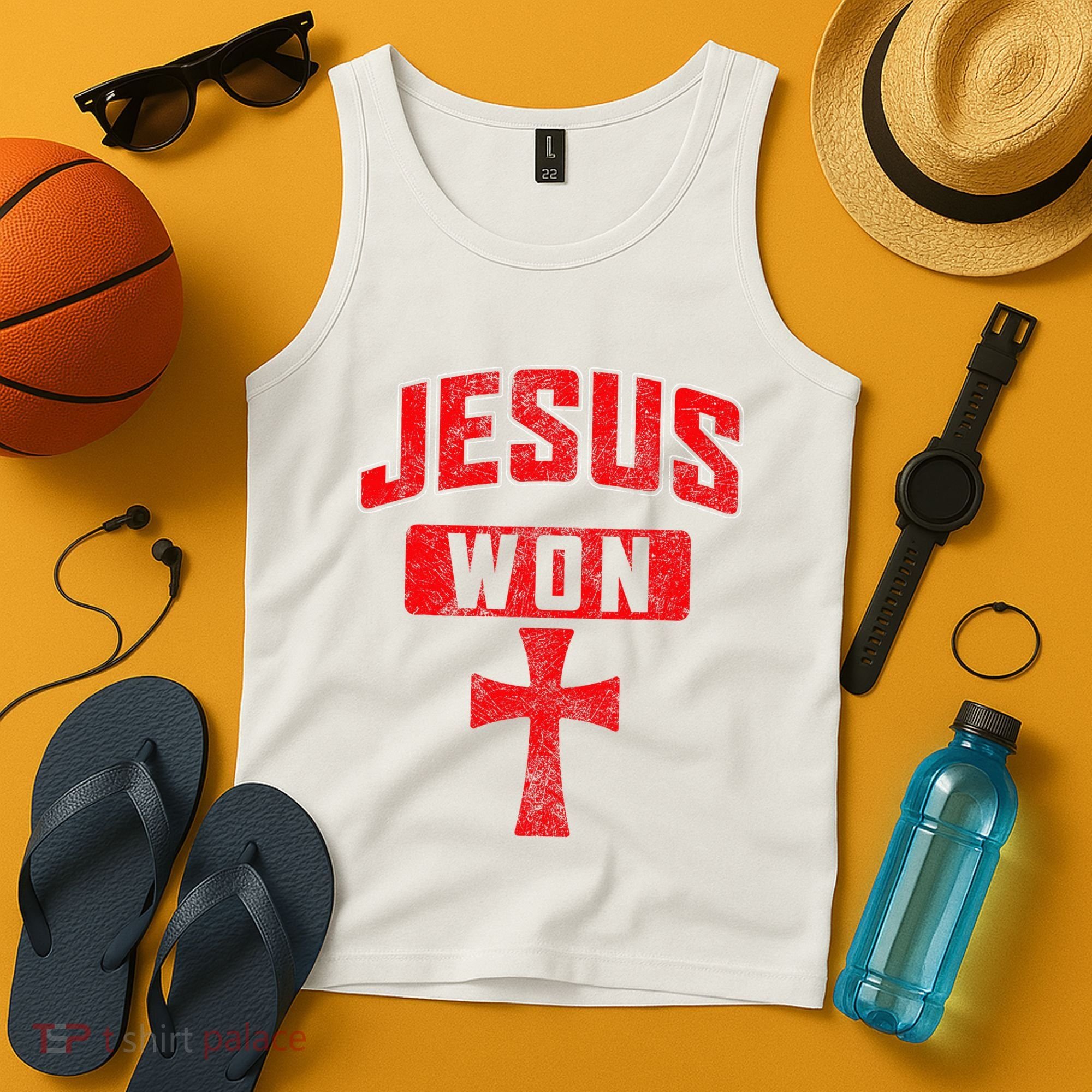 Jesus Won Cross Jesus Christian Faith Religious Tank Top