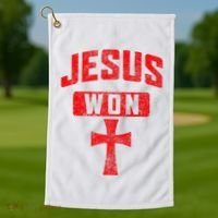 Jesus Won Cross Jesus Christian Faith Religious Golf Towel thumb 1