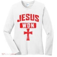 Jesus Won Cross Jesus Christian Faith Religious Women's Long Sleeve Shirt thumb 0