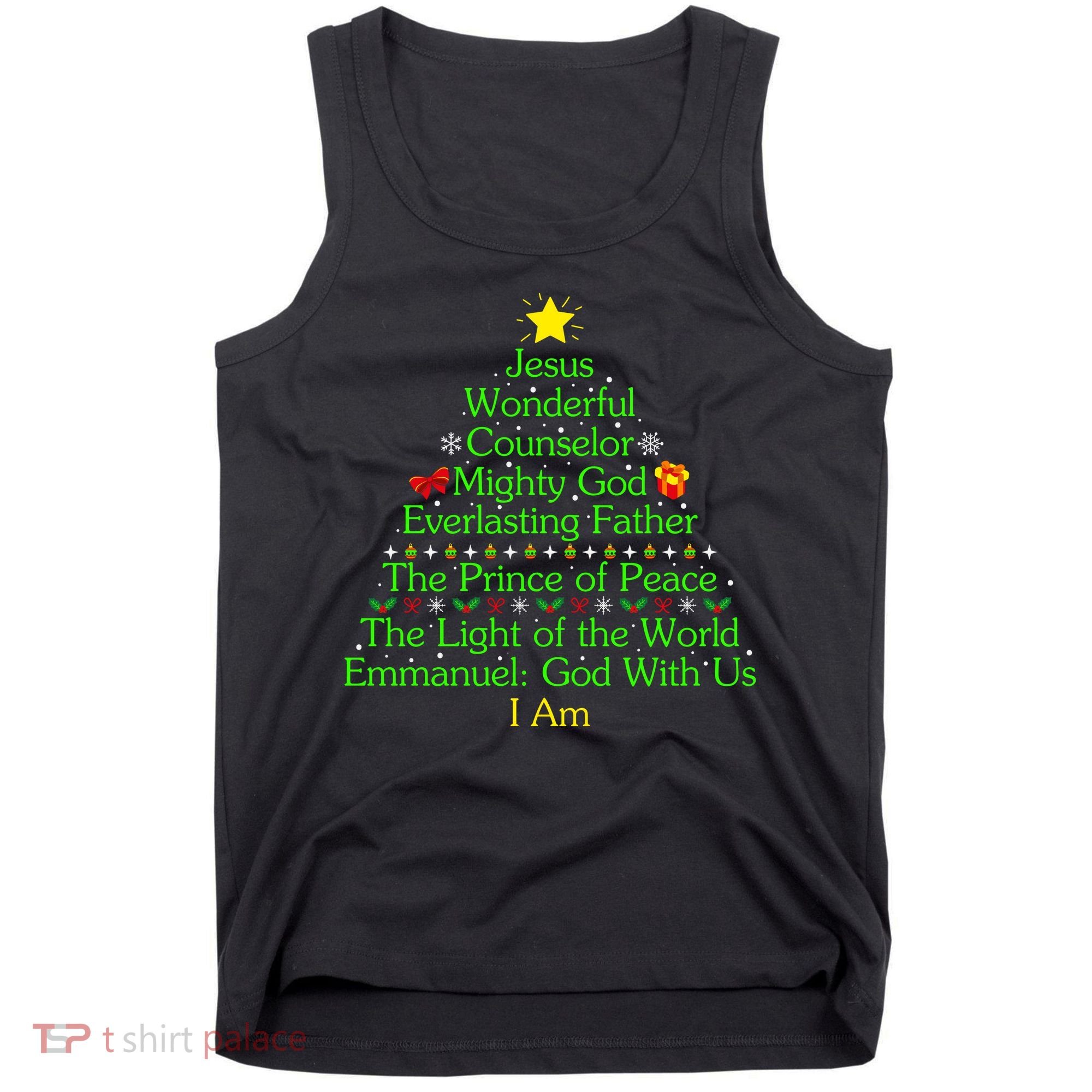 Jesus Wonderful Counselor Bible Verse Jesus Christmas Tree Jesus Star Tank Top
