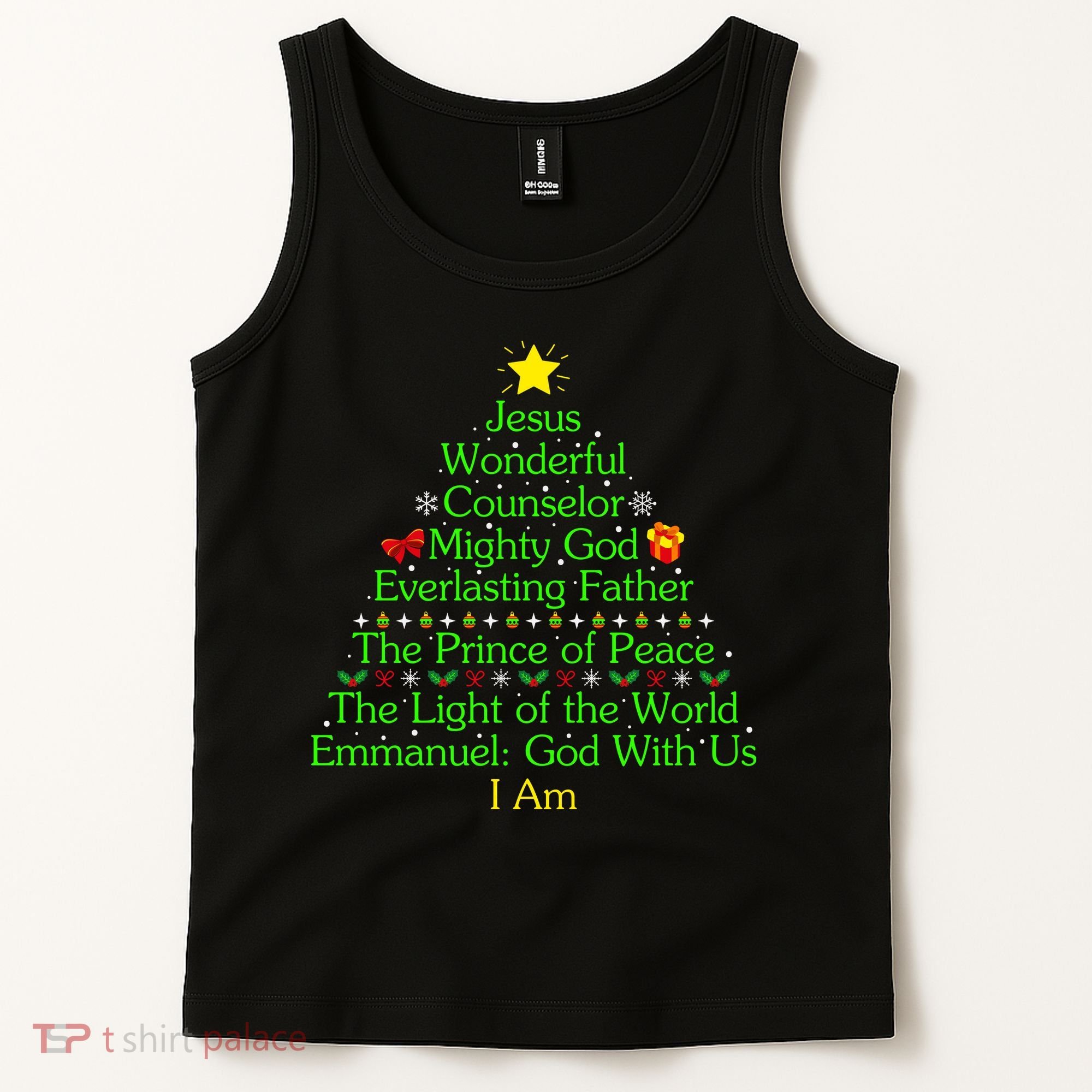 Jesus Wonderful Counselor Bible Verse Jesus Christmas Tree Jesus Star Tank Top