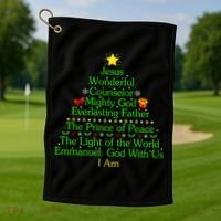 Jesus Wonderful Counselor Bible Verse Jesus Christmas Tree Jesus Star Golf Towel thumb 1