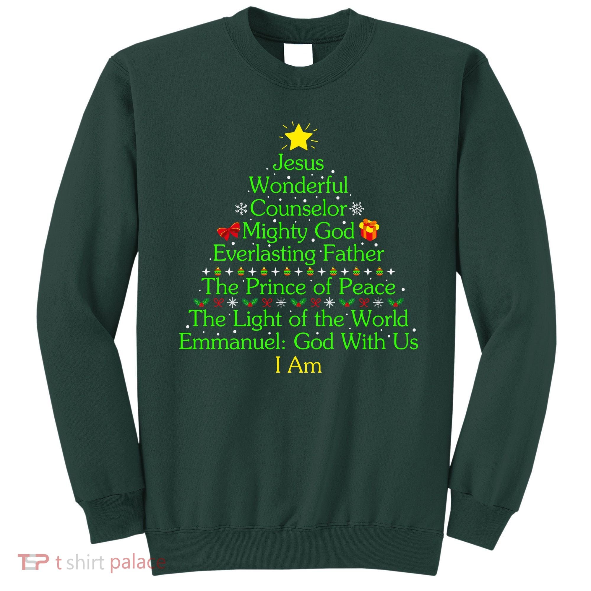 Jesus Wonderful Counselor Bible Verse Jesus Christmas Tree Jesus Star Sweatshirt