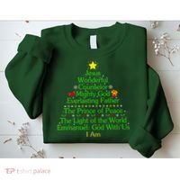 Jesus Wonderful Counselor Bible Verse Jesus Christmas Tree Jesus Star Sweatshirt thumb 2