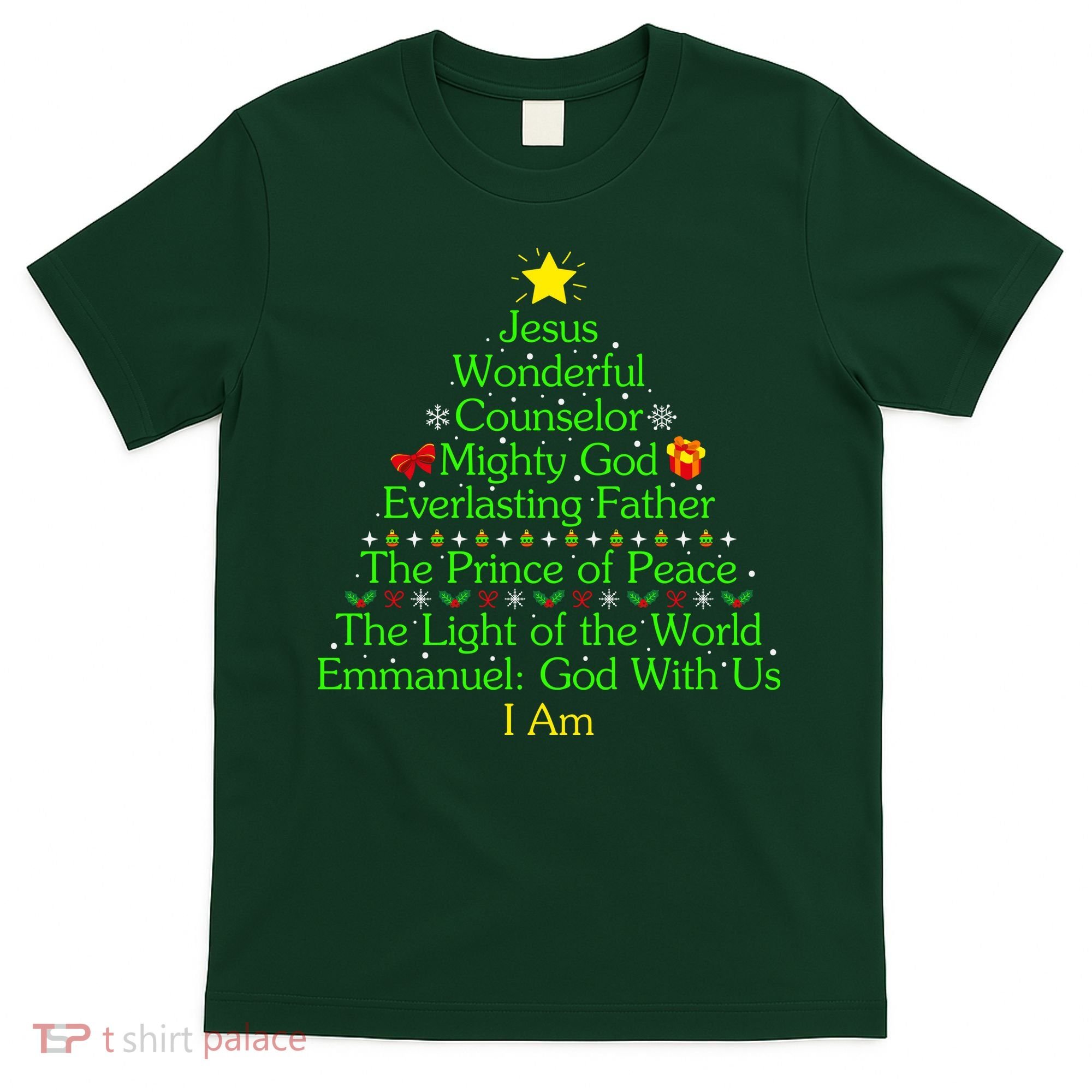 Jesus Wonderful Counselor Bible Verse Jesus Christmas Tree Jesus Star T-Shirt