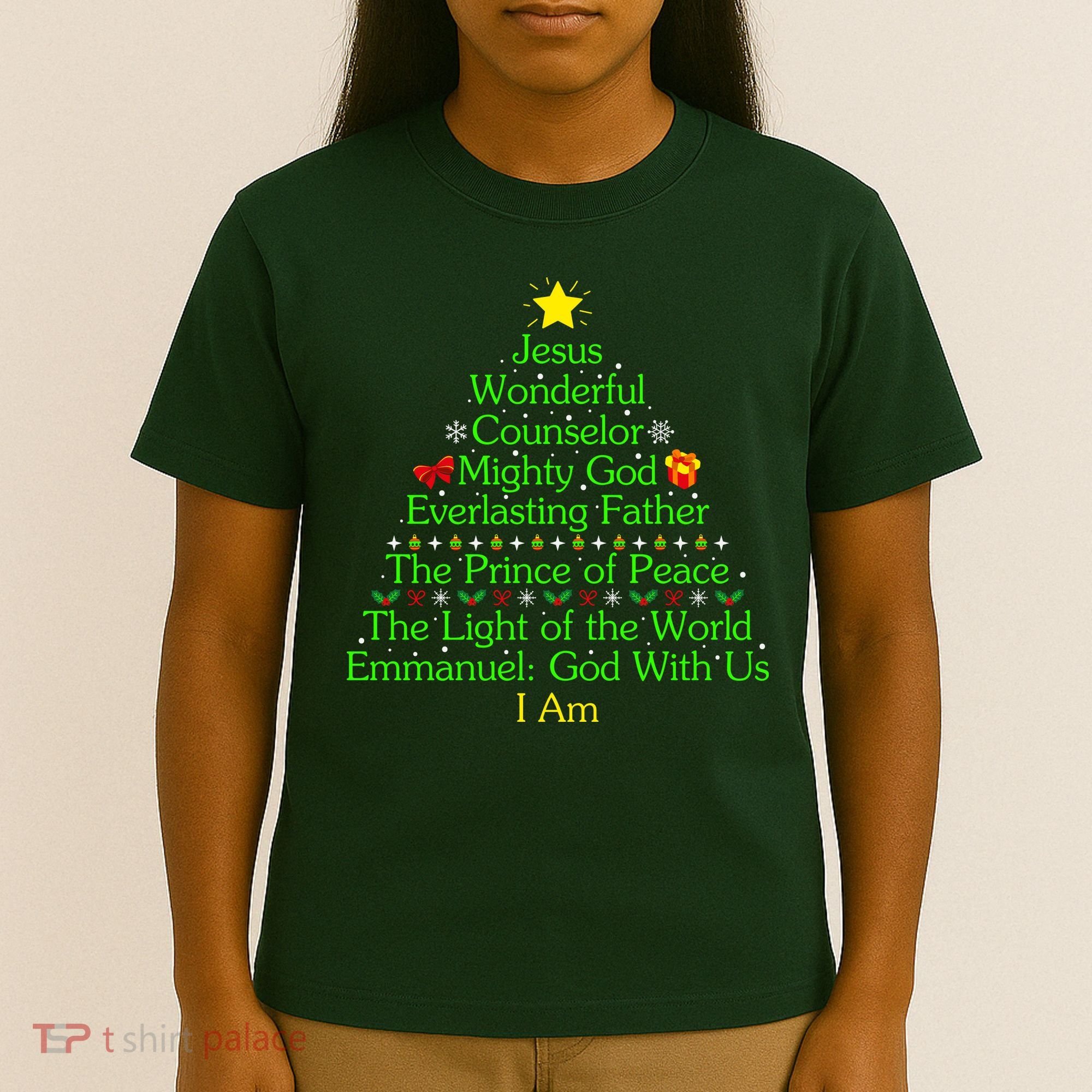 Jesus Wonderful Counselor Bible Verse Jesus Christmas Tree Jesus Star T-Shirt
