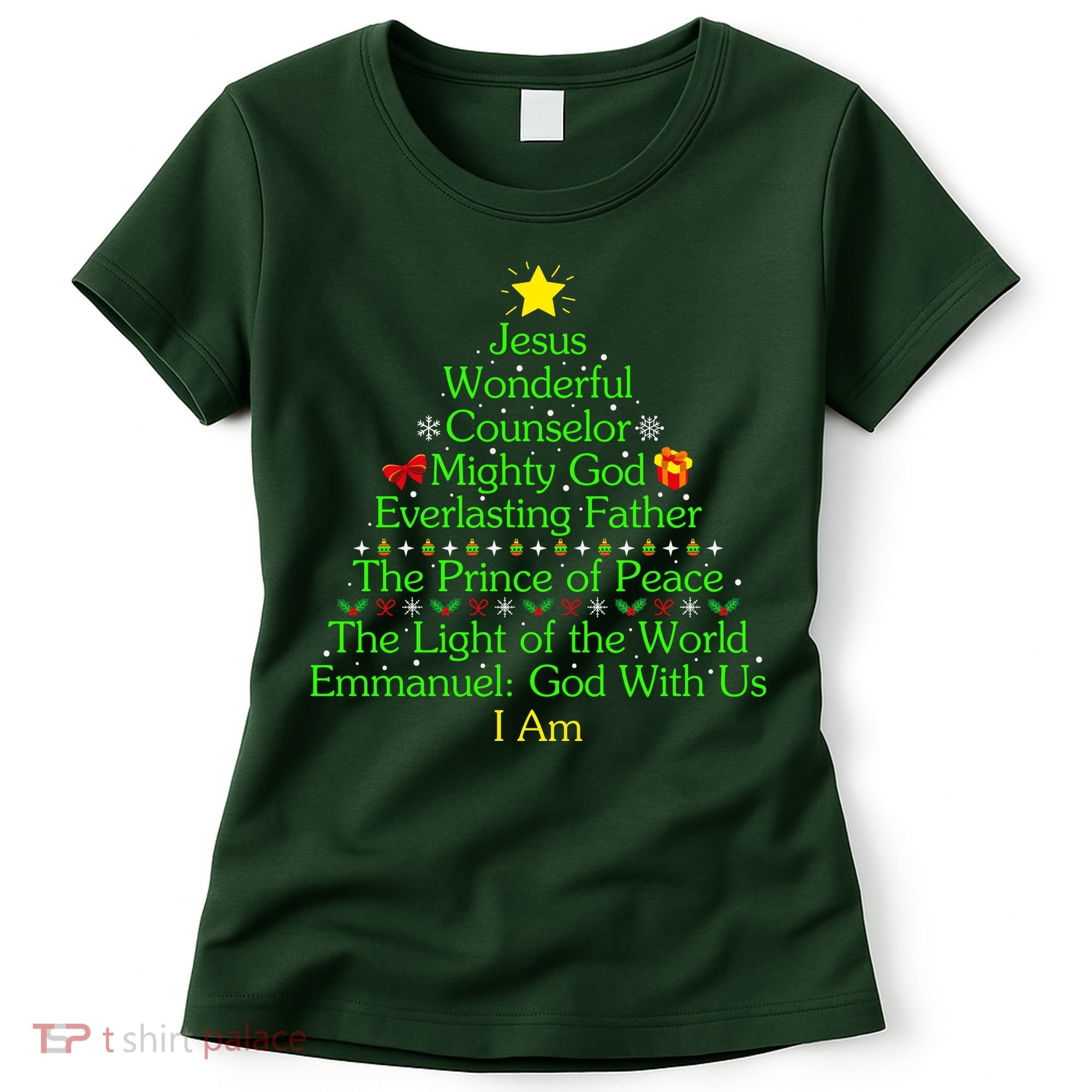 Jesus Wonderful Counselor Bible Verse Jesus Christmas Tree Jesus Star Women's T-Shirt