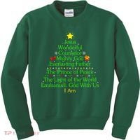 Jesus Wonderful Counselor Bible Verse Jesus Christmas Tree Jesus Star Kids Sweatshirt thumb 0