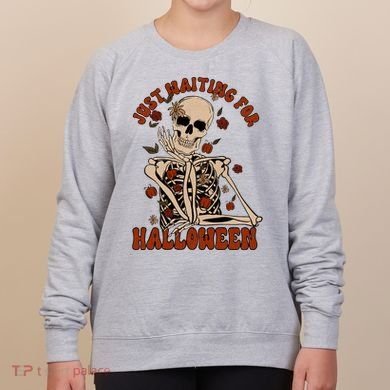Just Waiting For Halloween Skeleton Fall Spooky Women's Sweatshirt
