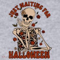 Just Waiting For Halloween Skeleton Fall Spooky Women's Sweatshirt thumb 2