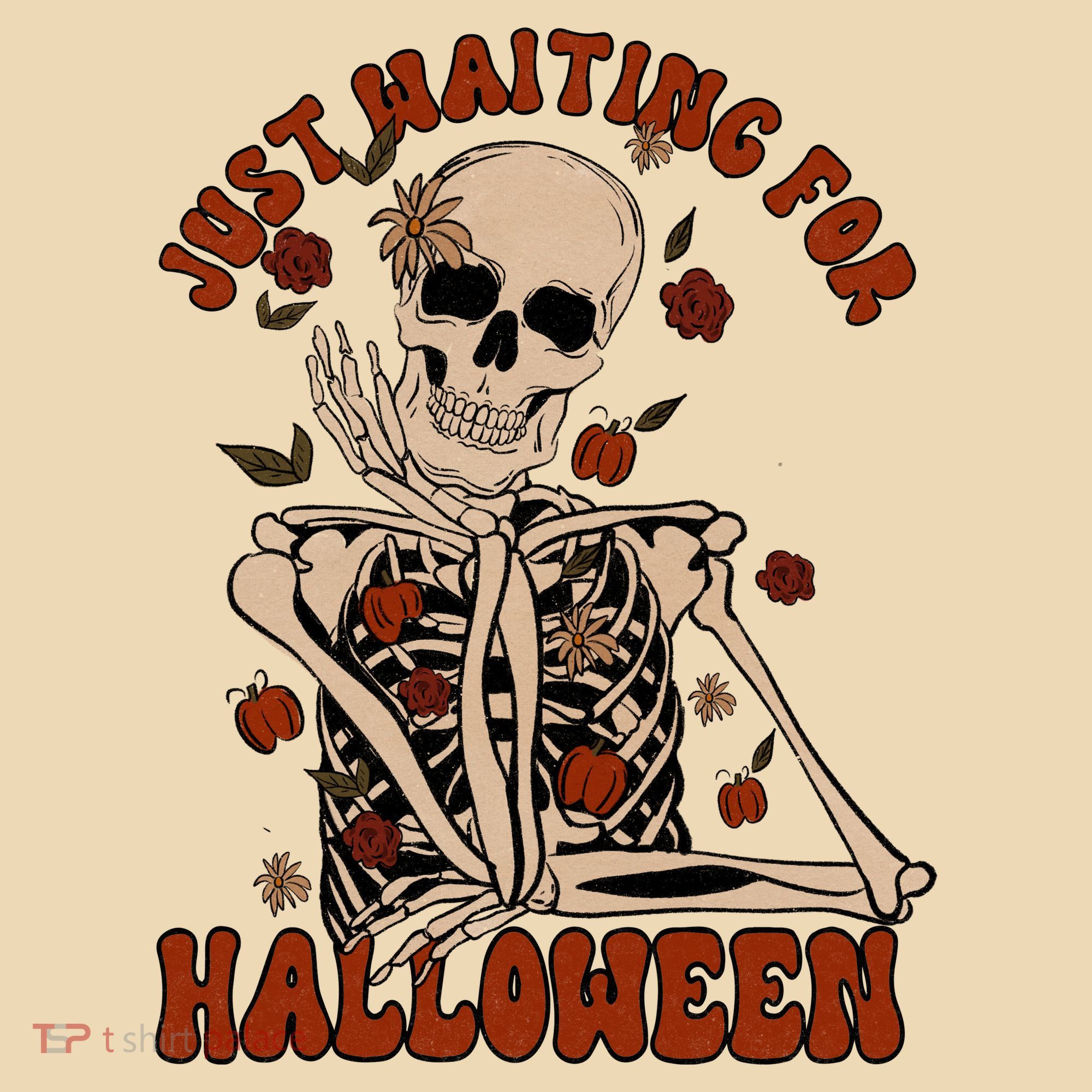 Just Waiting For Halloween Skeleton Fall Spooky Tote Bag