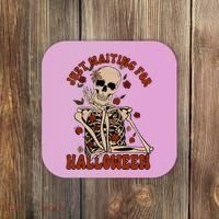 Just Waiting For Halloween Skeleton Fall Spooky Coaster thumb 0