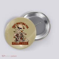 Just Waiting For Halloween Skeleton Fall Spooky Button thumb 0