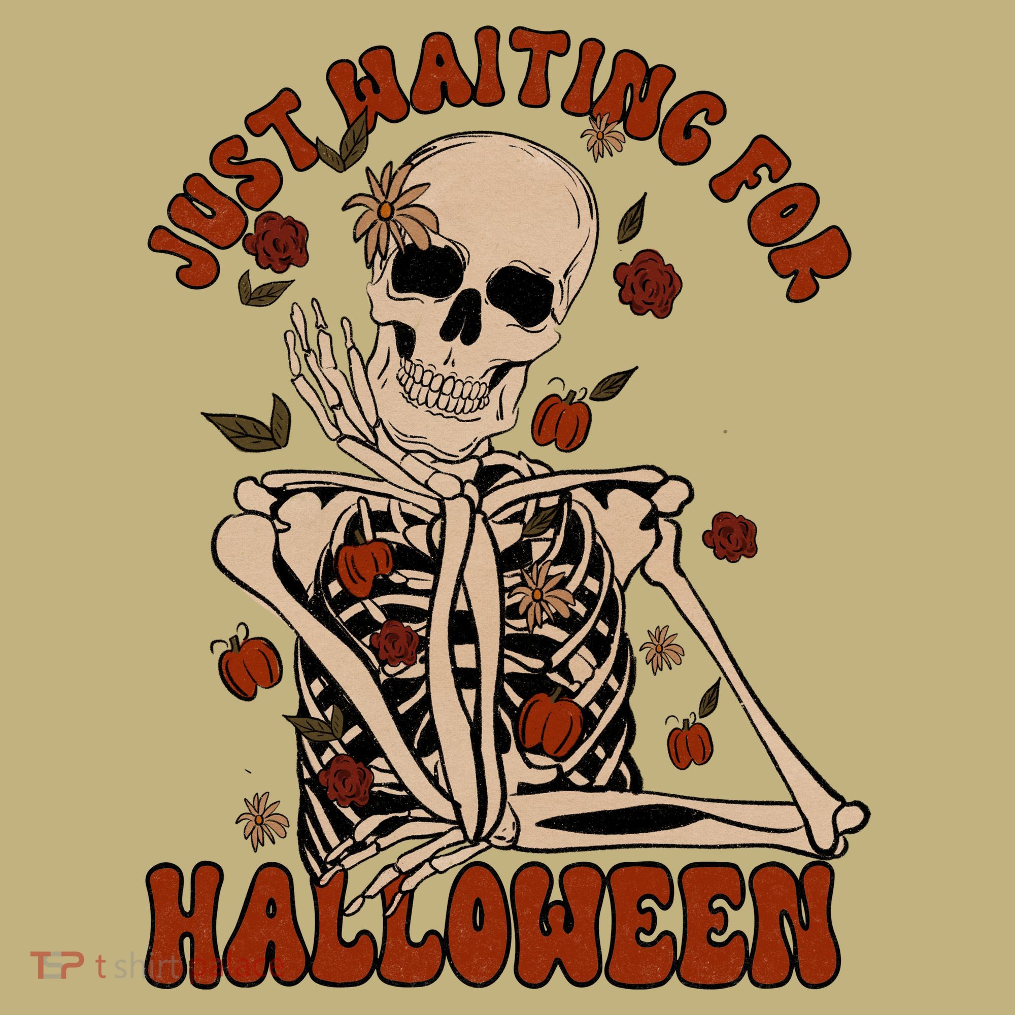 Just Waiting For Halloween Skeleton Fall Spooky Mousepad