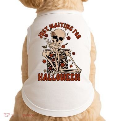 Just Waiting For Halloween Skeleton Fall Spooky Doggie Tank