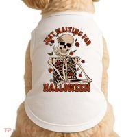 Just Waiting For Halloween Skeleton Fall Spooky Doggie Tank thumb 0