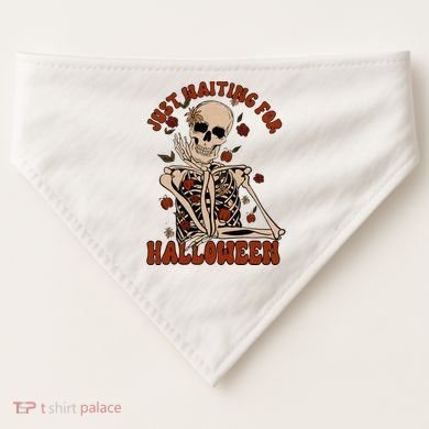 Just Waiting For Halloween Skeleton Fall Spooky USA-Made Doggie Bandana
