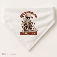 Just Waiting For Halloween Skeleton Fall Spooky USA-Made Doggie Bandana thumb 0