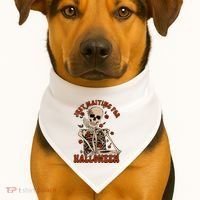 Just Waiting For Halloween Skeleton Fall Spooky USA-Made Doggie Bandana thumb 1