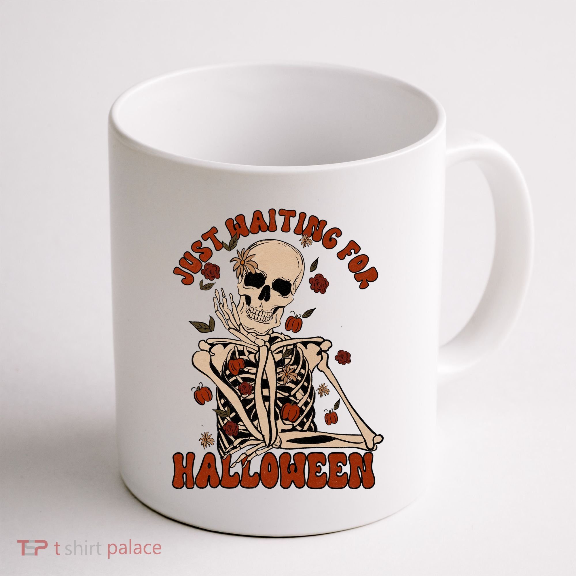 Just Waiting For Halloween Skeleton Fall Spooky Coffee Mug