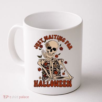 Just Waiting For Halloween Skeleton Fall Spooky Coffee Mug