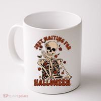 Just Waiting For Halloween Skeleton Fall Spooky Coffee Mug thumb 0