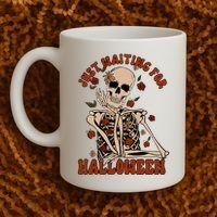 Just Waiting For Halloween Skeleton Fall Spooky Coffee Mug thumb 2
