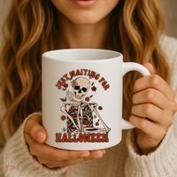 Just Waiting For Halloween Skeleton Fall Spooky Coffee Mug thumb 3