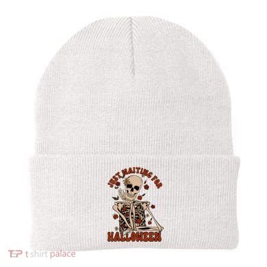 Just Waiting For Halloween Skeleton Fall Spooky Beanie