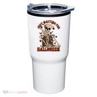 Just Waiting For Halloween Skeleton Fall Spooky Tumbler thumb 0