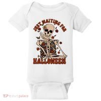 Just Waiting For Halloween Skeleton Fall Spooky Baby Bodysuit thumb 0