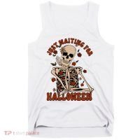 Just Waiting For Halloween Skeleton Fall Spooky Tank Top thumb 0