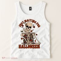 Just Waiting For Halloween Skeleton Fall Spooky Tank Top thumb 2