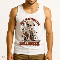 Just Waiting For Halloween Skeleton Fall Spooky Tank Top thumb 3
