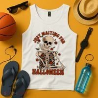 Just Waiting For Halloween Skeleton Fall Spooky Tank Top thumb 4