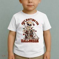Just Waiting For Halloween Skeleton Fall Spooky Toddler T-Shirt thumb 2