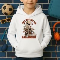 Just Waiting For Halloween Skeleton Fall Spooky Kids Hoodie thumb 2