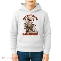 Just Waiting For Halloween Skeleton Fall Spooky Kids Hoodie thumb 4