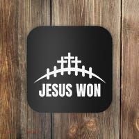 Jesus Won Football Crosses Salvation Testimony Christian Coaster thumb 0