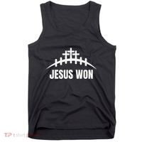 Jesus Won Football Crosses Salvation Testimony Christian Tank Top thumb 0
