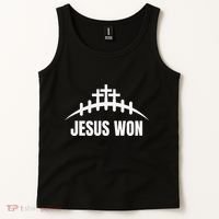 Jesus Won Football Crosses Salvation Testimony Christian Tank Top thumb 2