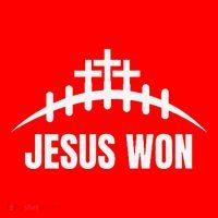 Jesus Won Football Crosses Salvation Testimony Christian Santa Hat thumb 1