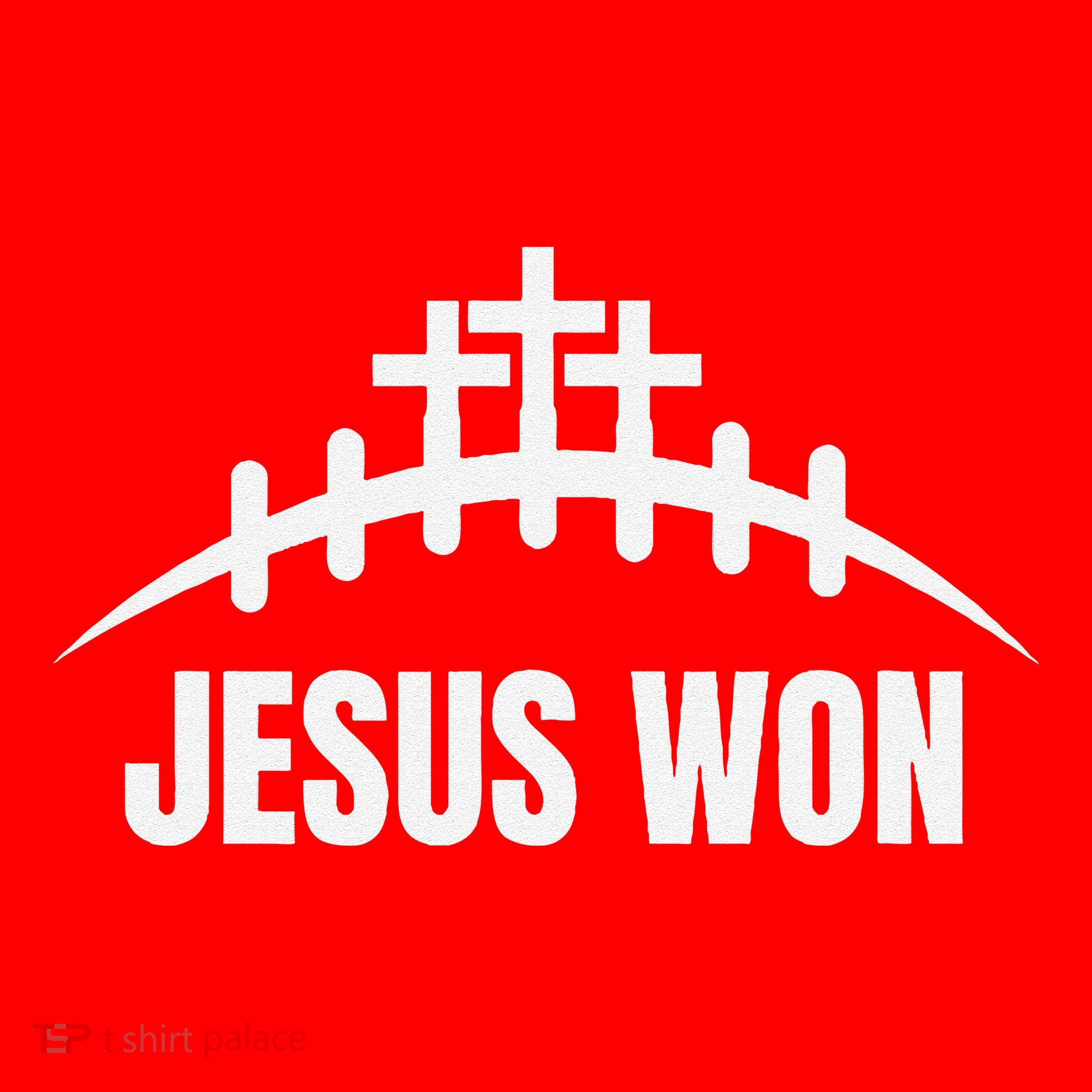 Jesus Won Football Crosses Salvation Testimony Christian Santa Hat