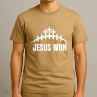 Jesus Won Football Crosses Salvation Testimony Christian T-Shirt thumb 3
