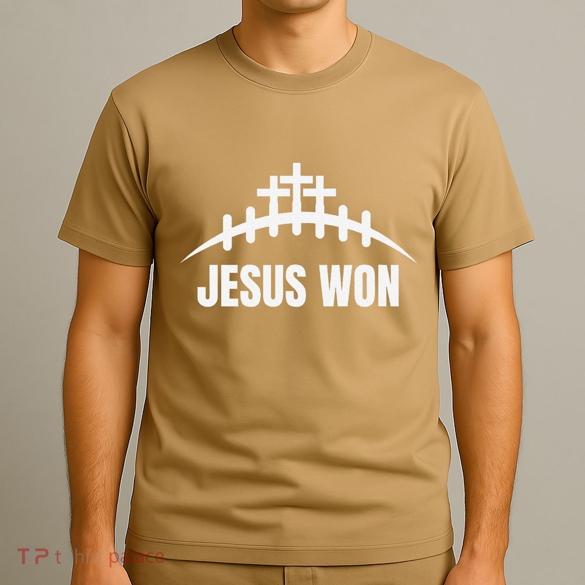 Jesus Won Football Crosses Salvation Testimony Christian T-Shirt