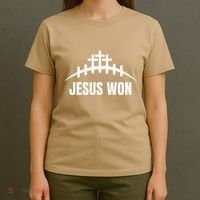 Jesus Won Football Crosses Salvation Testimony Christian T-Shirt thumb 4